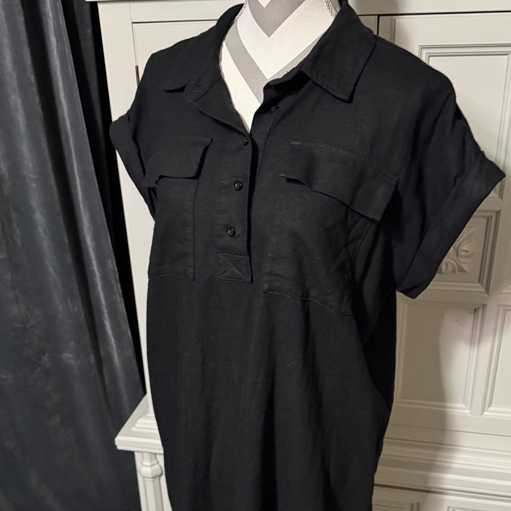 Elegant Calvin Klein Black Shirt Dress Size 12 - Picture 3 of 11
